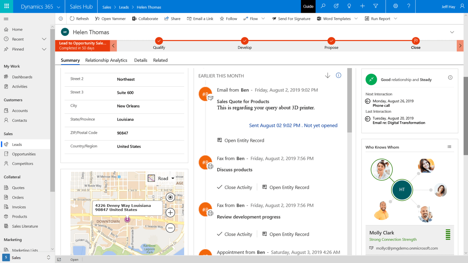 Le CRM Dynamics 365 for Sales a été conçu pour service Marketing et Commerce des PME et les filiales de grands comptes